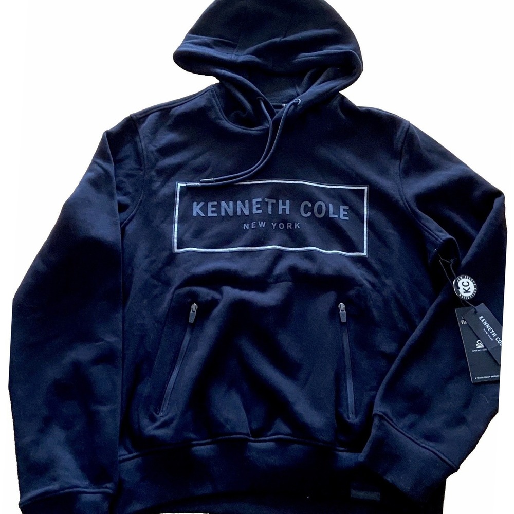 Black Fleece Pullover Hoodie Mens Medium  Kenneth Cole Techni-Cole Mobility